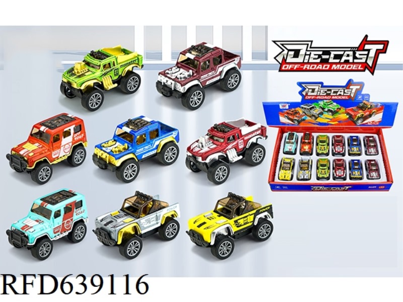 1:64 ALLOY OFF-ROAD VEHICLE PULL BACK (12PCS)