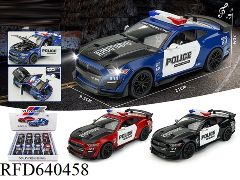 1:24 ALLOY MUSTANG GT500 MODEL CAR FOUR-DOOR COMEBACK LIGHTS AND MUSIC