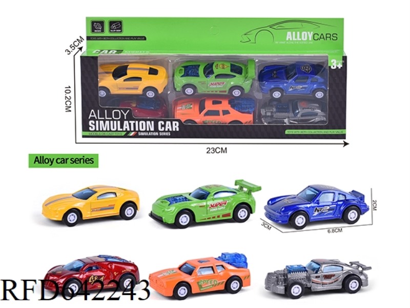 6 PULL-BACK ALLOY CARS