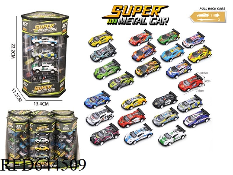 PVC BARRELED WARRIOR ALLOY CAR 6PCS