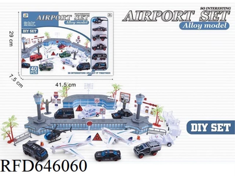 AIRPORT SET WITH GOLD POLICE CAR (40PCS) (GCC)