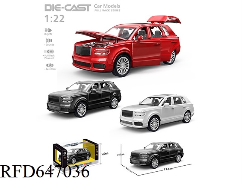 1: 22ND CENTURY SUV PULL BACK ALLOY CAR
