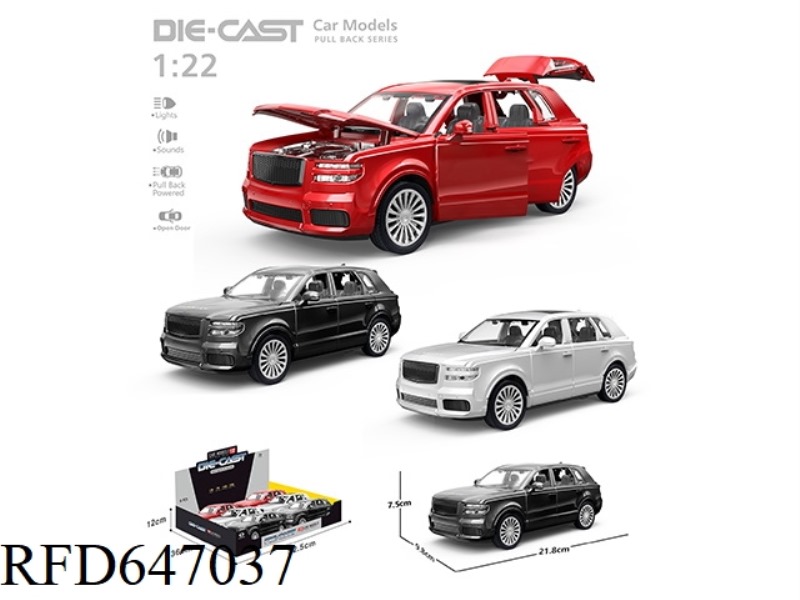 1: 22ND CENTURY SUV PULL BACK ALLOY CAR 6PCS