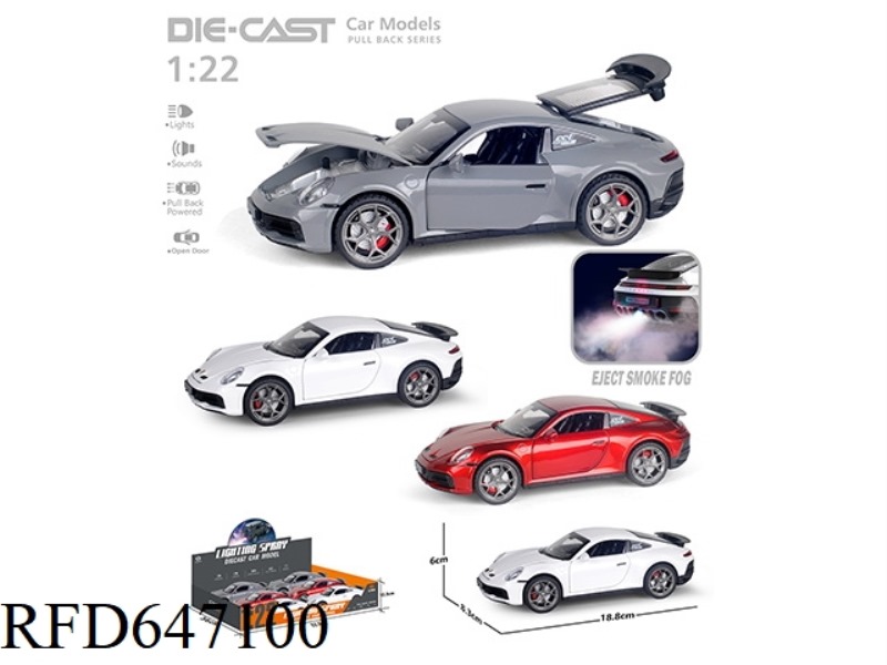 SPRAY 1:22 PORSCHE 911 PULL BACK ALLOY CAR 6PCS