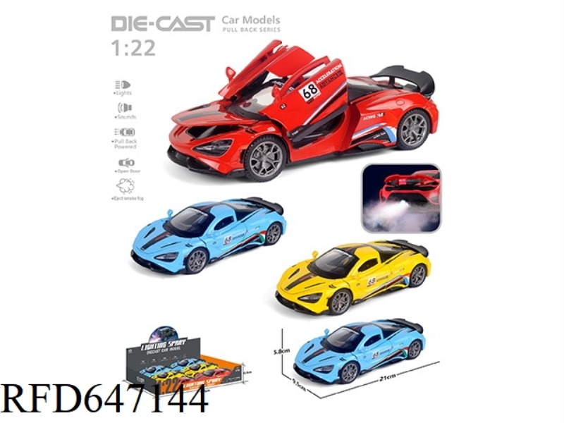 SPRAY MODIFIED 1:22 MCLAREN WARRIOR ALLOY CAR 6PCS