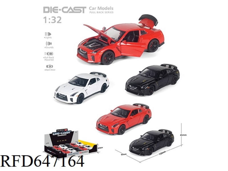 1:32 PULL BACK NISSAN GTR ALLOY CAR 12PCS