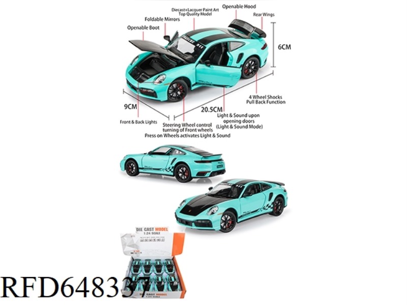 1:24 PORSCHE 911 TURBO S SPECIAL EDITION (LATEST MODEL IN 2022) 8PCS