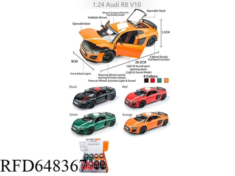 1:24 AUDI R8 V108PCS