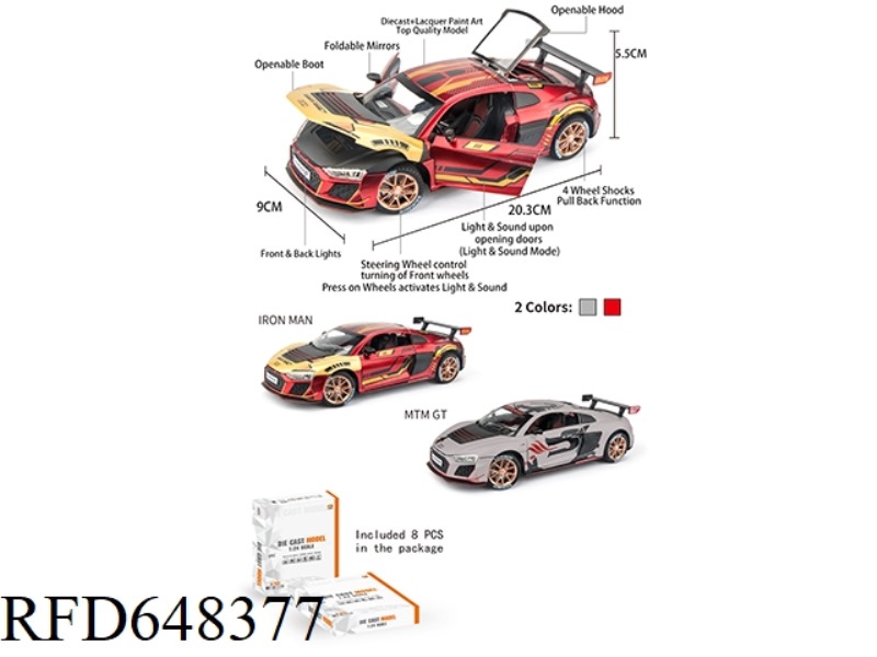 1:24 AUDI R8 TRACK EDITION 8PCS