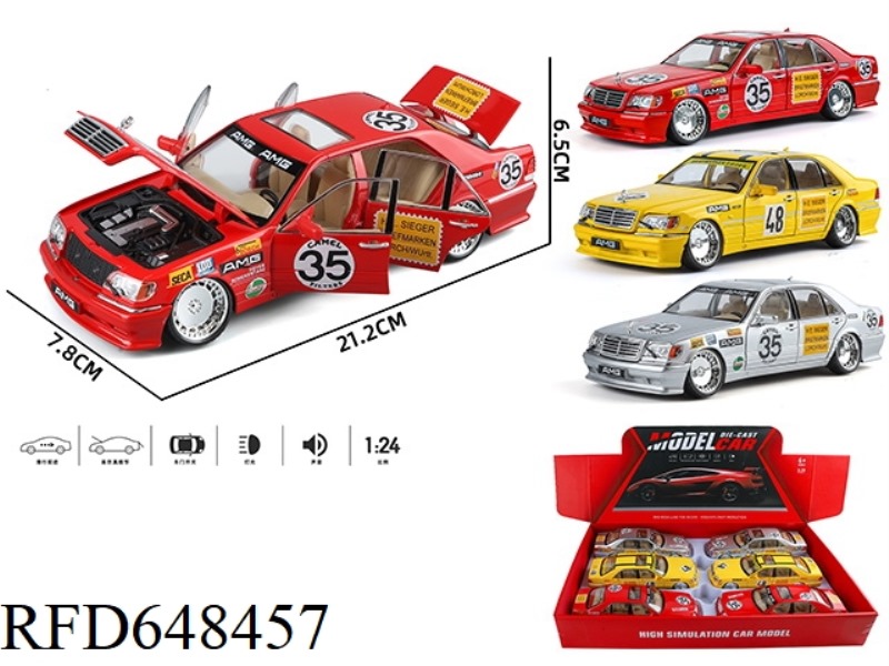 1: 24 TIGER HEAD BENZ MODIFIED ALLOY CAR 6PCS