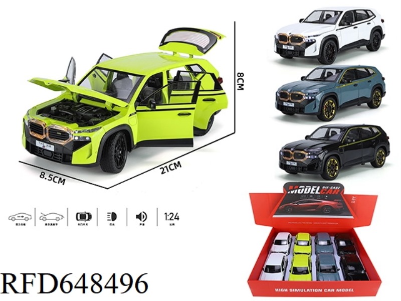 8 BMW XM ACOUSTO-OPTIC SIX-DOOR PULL-BACK ALLOY CARS AT 1:24