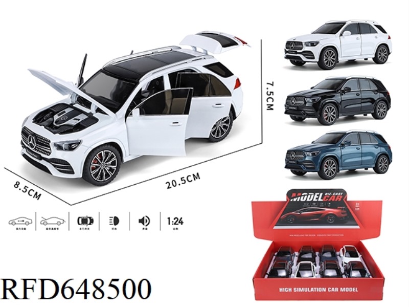 8 MERCEDES-BENZ GLE ACOUSTO-OPTIC SIX-DOOR PULL-BACK ALLOY CARS AT 1:24