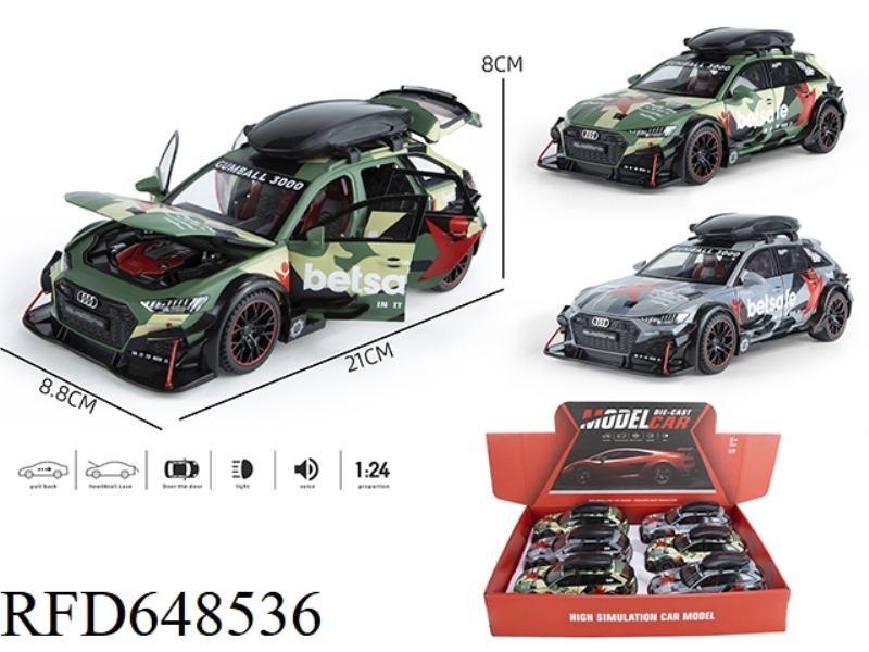 1:24 AUDI RS6 MODIFIED VERSION 6 ACOUSTO-OPTIC SIX-DOOR PULL-BACK ALLOY CAR MODELS