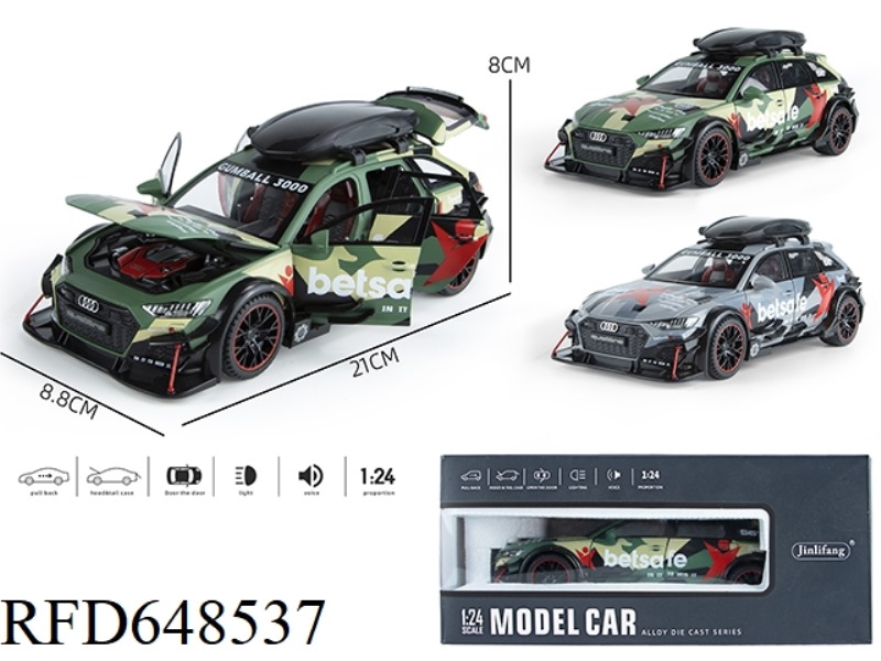 1:24 AUDI RS6 MODIFIED ACOUSTO-OPTIC SIX-DOOR PULL-BACK ALLOY CAR MODEL