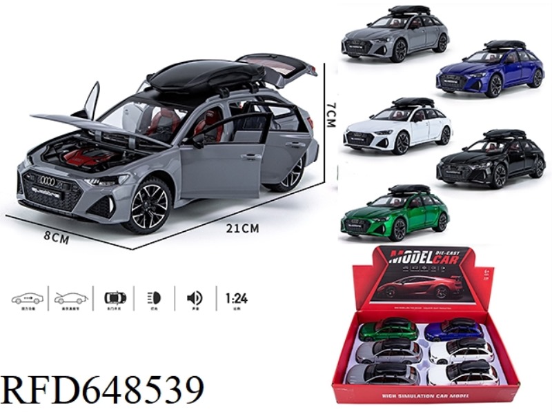 1:24 AUDI RS6 STREETCAR VERSION 6 ACOUSTO-OPTIC SIX-DOOR PULL-BACK ALLOY CAR MODELS