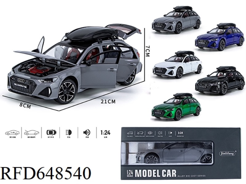 1:24 AUDI RS6 STREETCAR VERSION ACOUSTO-OPTIC SIX-DOOR PULL-BACK ALLOY CAR MODEL