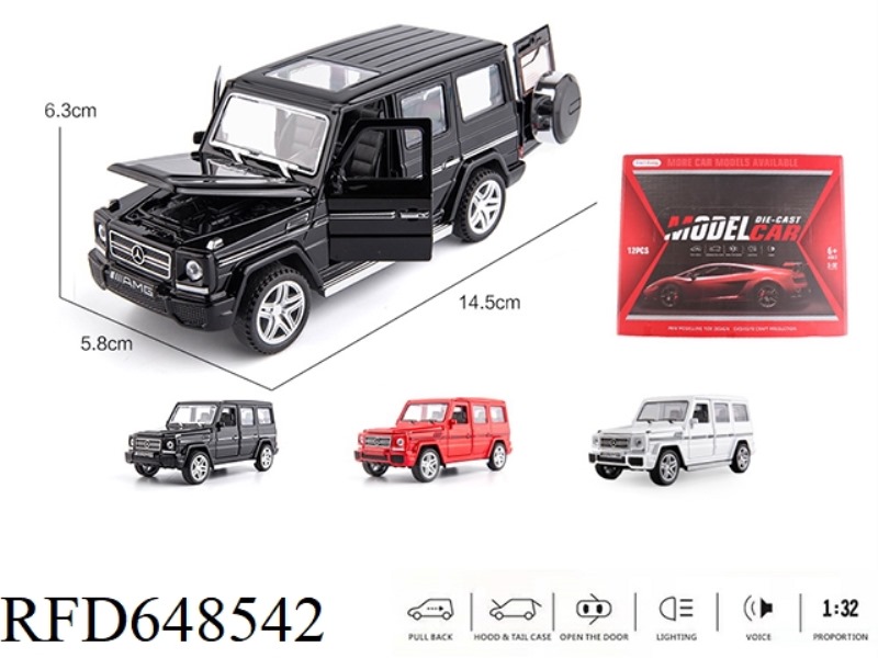 12 1:32 MERCEDES-BENZ G WITH ACOUSTO-OPTIC FOUR-DOOR PULL-BACK ALLOY CARS