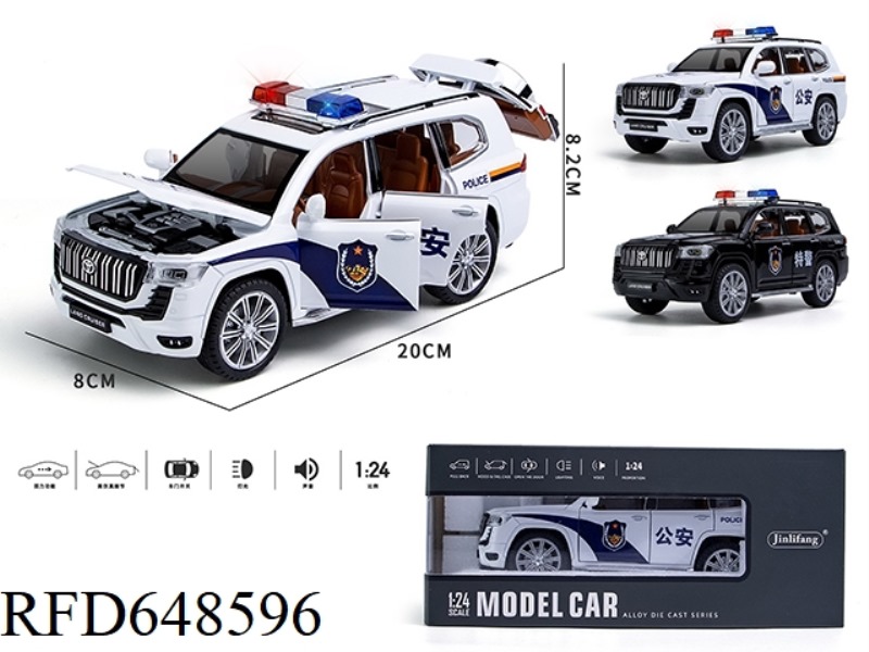 1:24 PRADO CHINESE POLICE CAR VERSION ACOUSTO-OPTIC WARRIOR 6 OPENS THE DOOR