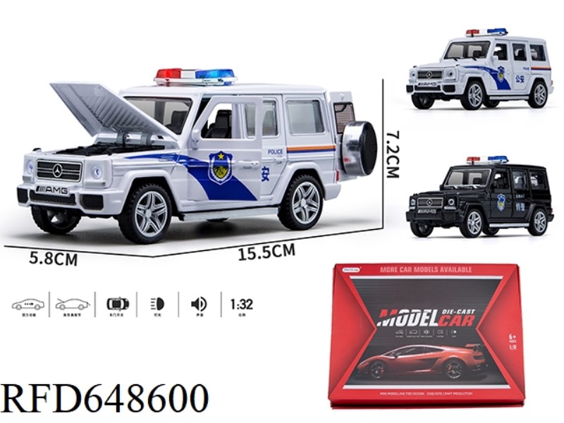 12 1:32 LARGE G CHINESE FOUR-DOOR PULL-BACK ALLOY CARS WITH ACOUSTO-OPTIC