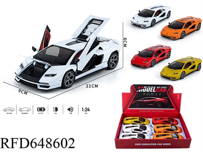 1:24 LAMBORGHINI 800 STREETCAR VERSION 6 ALLOY CARS ACOUSTO-OPTIC PULL BACK FOUR DOORS.