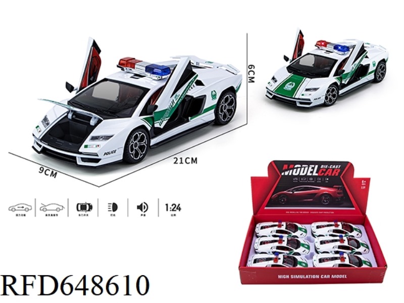 1:24 LAMBORGHINI 800 MIDDLE EAST POLICE CAR EDITION 6 ALLOY CARS