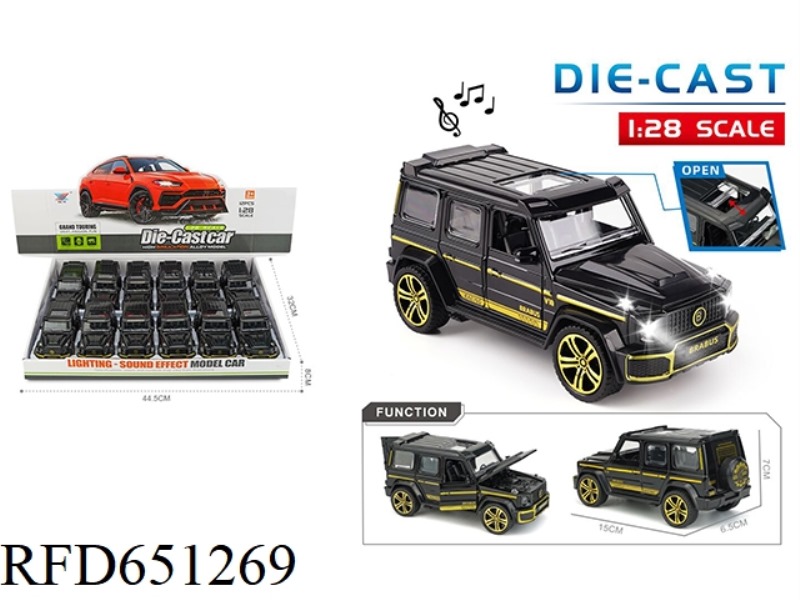 1:28 ALLOY MODEL LARGE G BLACK GOLD VERSION LIGHT MUSIC FIVE DOOR PULL BACK (12 PIECES)