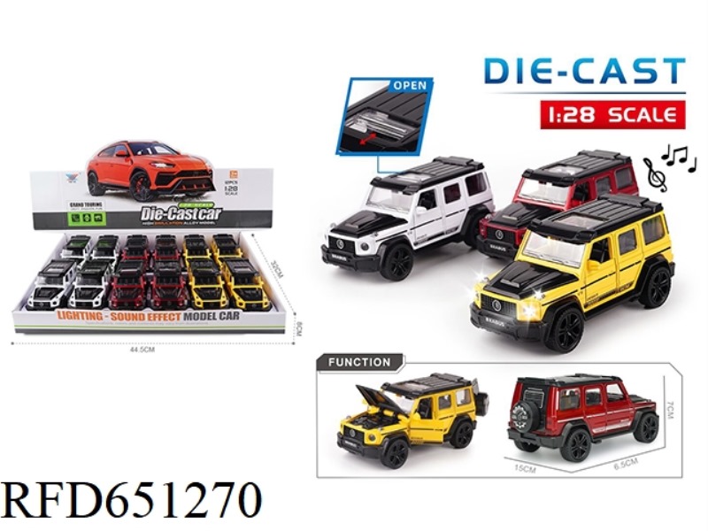 1:28 ALLOY MODEL MERCEDES-BENZ BIG G LIGHT MUSIC FIVE DOOR PULL BACK (12 PIECES)