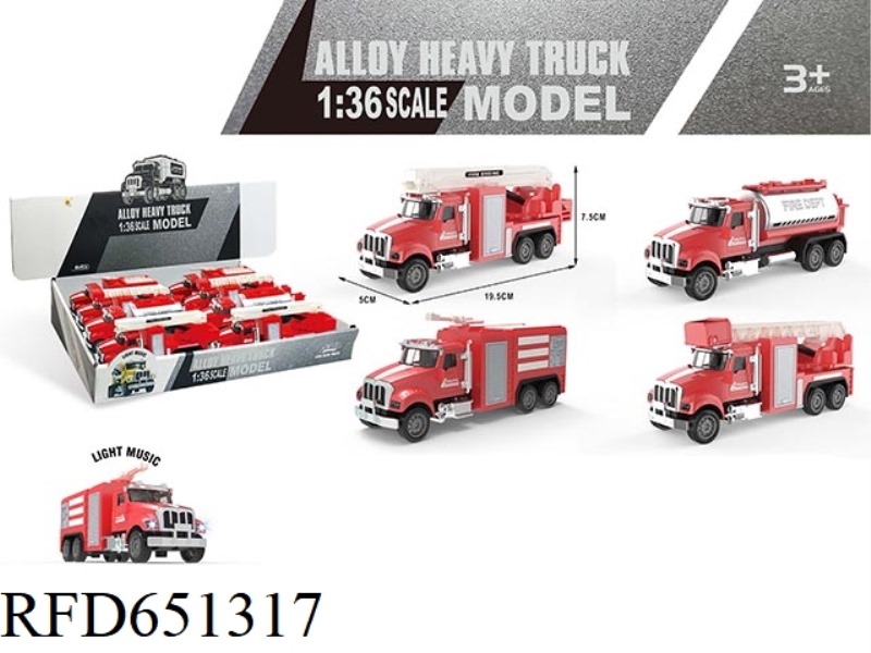 ACOUSTO-OPTIC ALLOY PULL-BACK TRUCK (RESCUE TRUCK + FIRE TRUCK + SPRINKLER + LADDER TRUCK) 8PCS