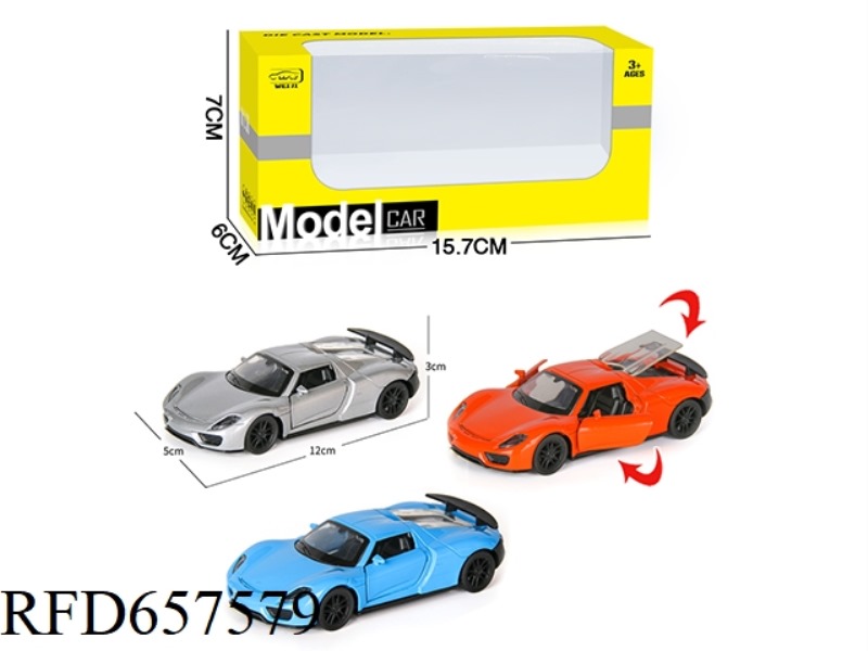 1/36 ALLOY MODEL 3 OPEN DOOR PULL-BACK SPORTS CAR (SOUND & LIGHT VERSION)