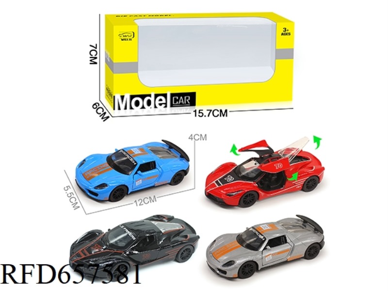 1/36 ALLOY MODEL 3 OPEN DOOR PULL-BACK SPORTS CAR (SOUND & LIGHT VERSION)