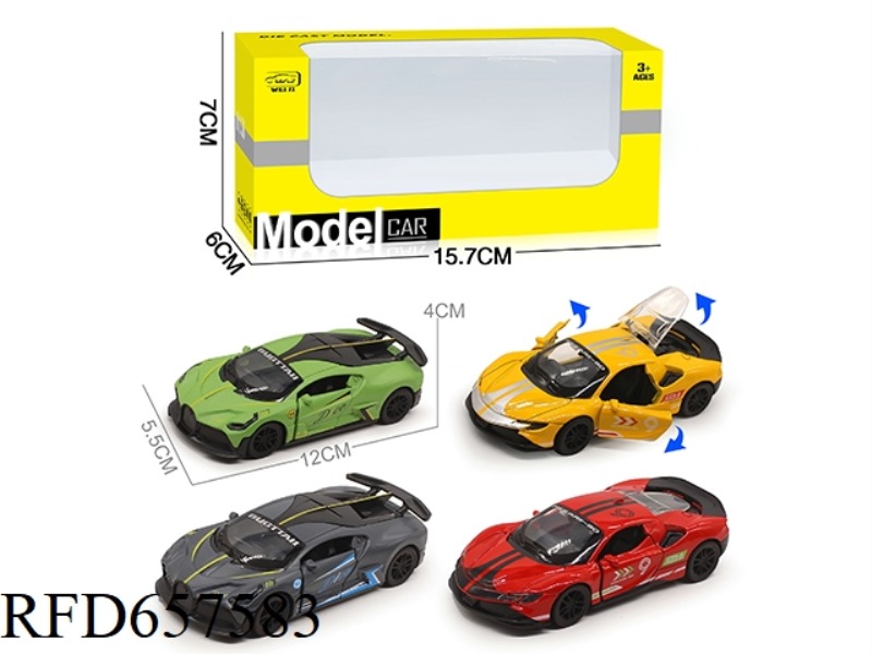 1/36 ALLOY MODEL 3 OPEN DOOR PULL-BACK SPORTS CAR (SOUND & LIGHT VERSION)