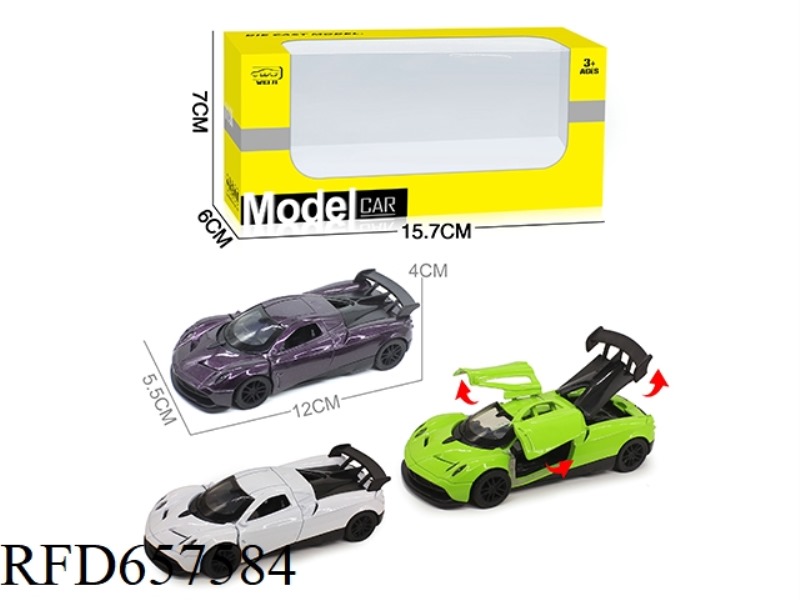 1/36 ALLOY MODEL 3 OPEN DOOR PULL-BACK SPORTS CAR (SOUND & LIGHT VERSION)