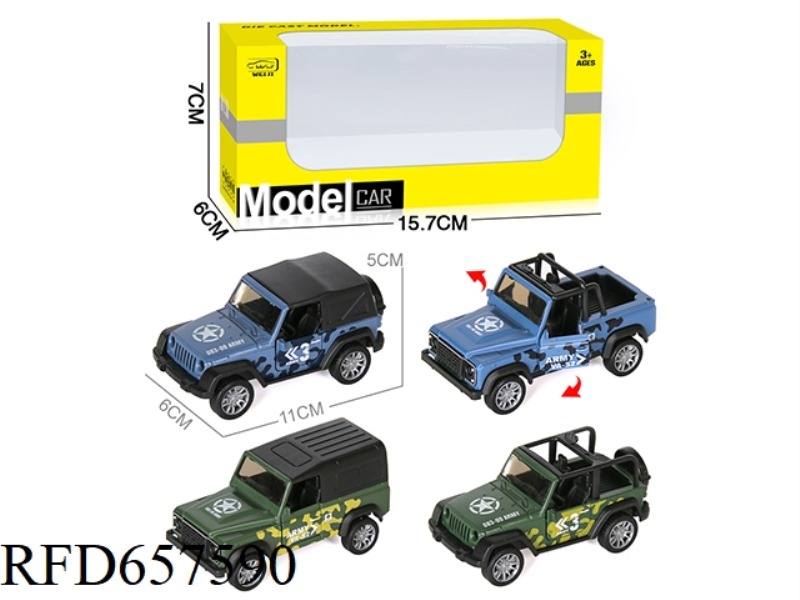 1/36 ALLOY MODEL OFF-ROAD DOOR PULL-BACK CAR MILITARY VERSION (SOUND & LIGHT VERSION)