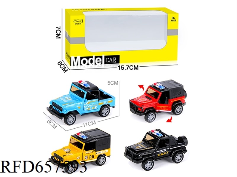 1/36 ALLOY MODEL OFF-ROAD OPEN DOOR PULL-BACK CAR POLICE CAR VERSION (ENGLISH POLICE CAR) (SOUND & L