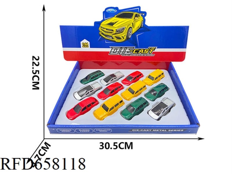12PCS PULL-BACK ALLOY SIMULATION CAR