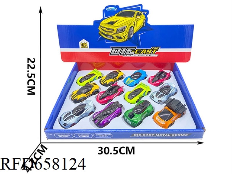 SLIDING ALLOY SPORTS CAR 12PCS