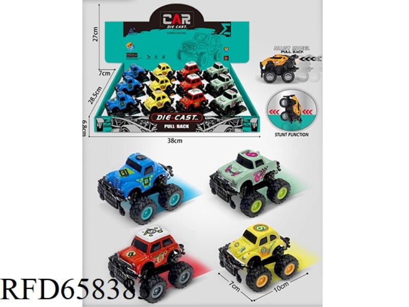 ALLOY CLASSIC CAR BIG WHEEL STUNT CAR 12PCS
