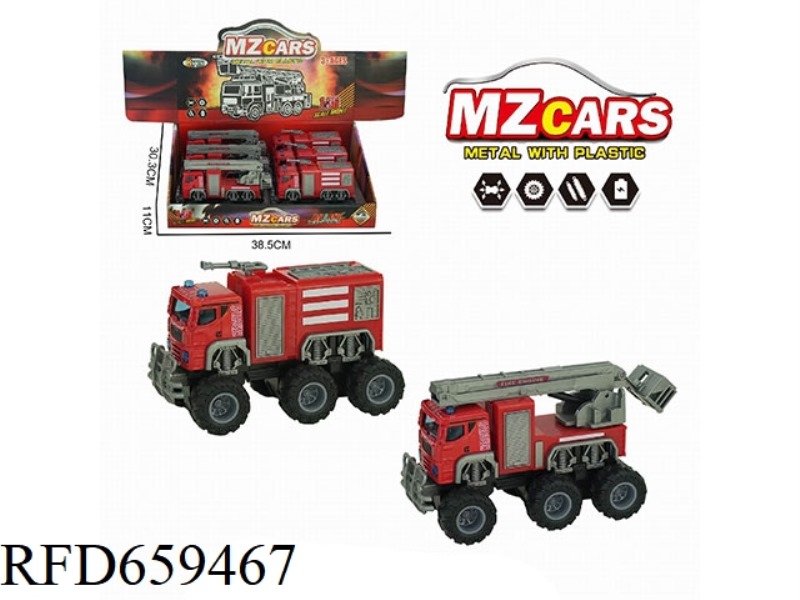 1:36 ALLOY OFF-ROAD DUAL INERTIAL FIRE TRUCK (RESCUE TRUCK + FIRE TRUCK) 6PCS
