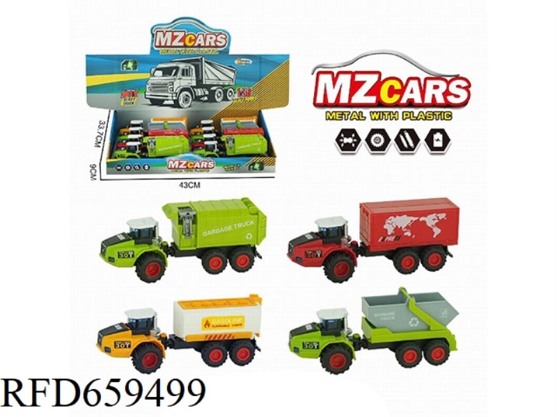 1:36 ALLOY INERTIA FARMER TRUCK 8PCS