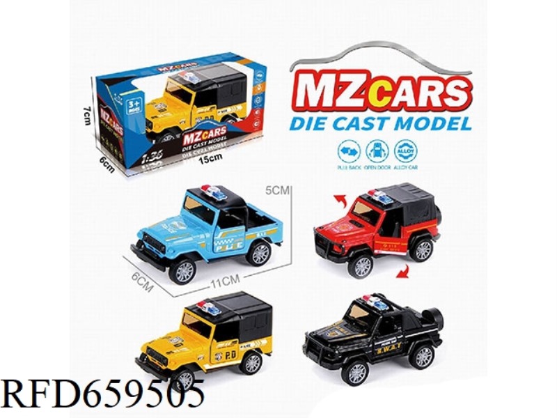 1:36 ALLOY MODEL OFF-ROAD DOOR PULL-BACK CAR POLICE CAR VERSION (ENGLISH POLICE CAR)