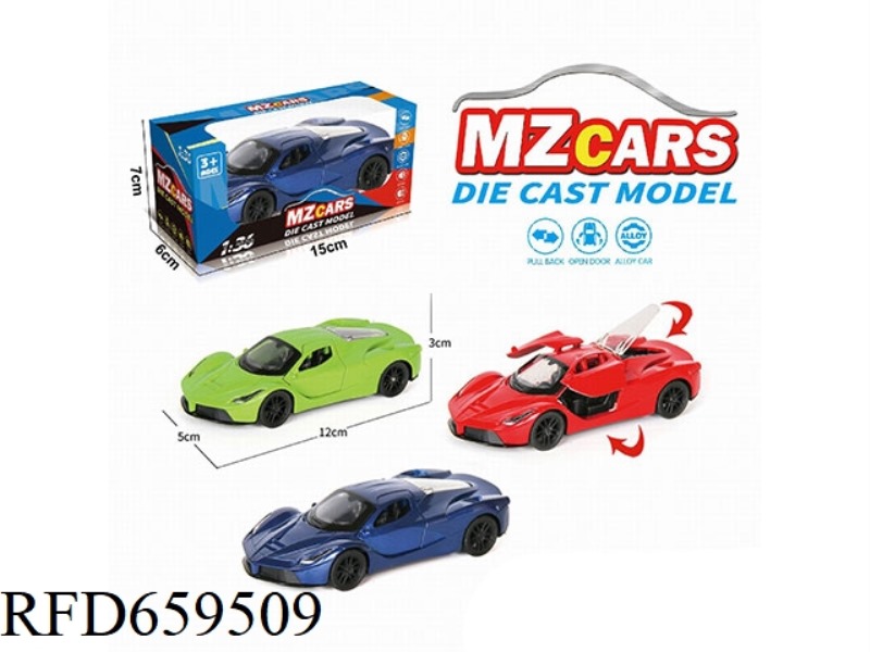 1:36 ALLOY MODEL 3 OPEN DOOR PULL-BACK SPORTS CAR