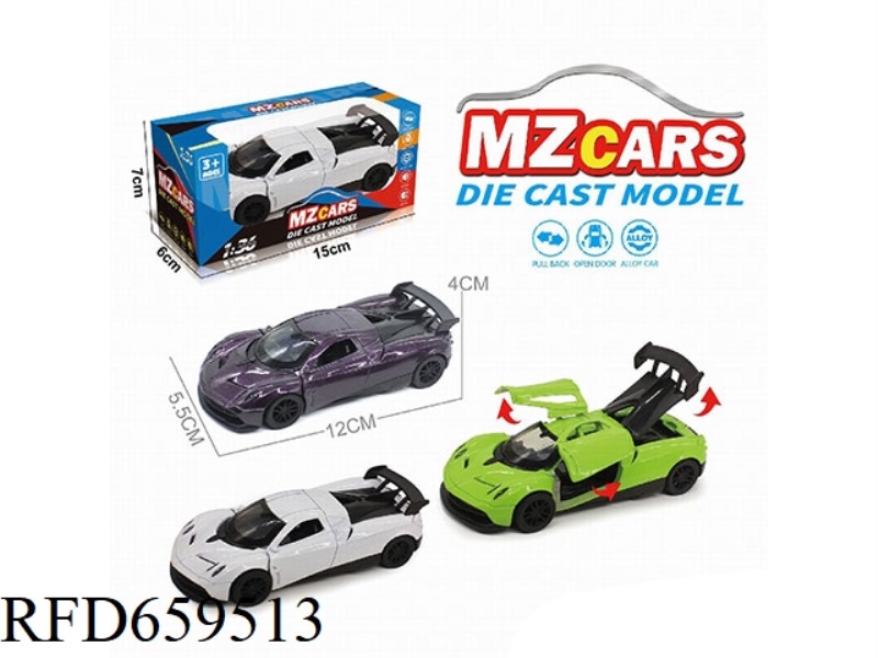 1:36 ALLOY MODEL 3 OPEN DOOR PULL-BACK SPORTS CAR