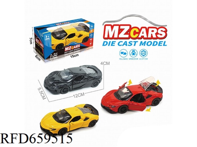 1:36 ALLOY MODEL 3 OPEN DOOR PULL-BACK SPORTS CAR