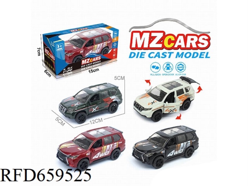 1:36 ALLOY MODEL 3 OPEN DOOR PULL-BACK SUV (TRANSFER PLATE)