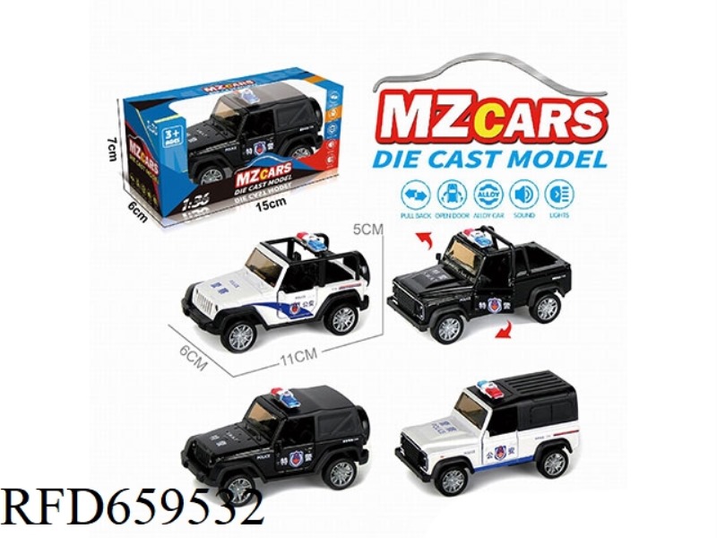 1:36 ALLOY MODEL OFF-ROAD DOOR PULL-BACK CAR POLICE CAR VERSION (CHINESE POLICE CAR) (SOUND AND LIGH