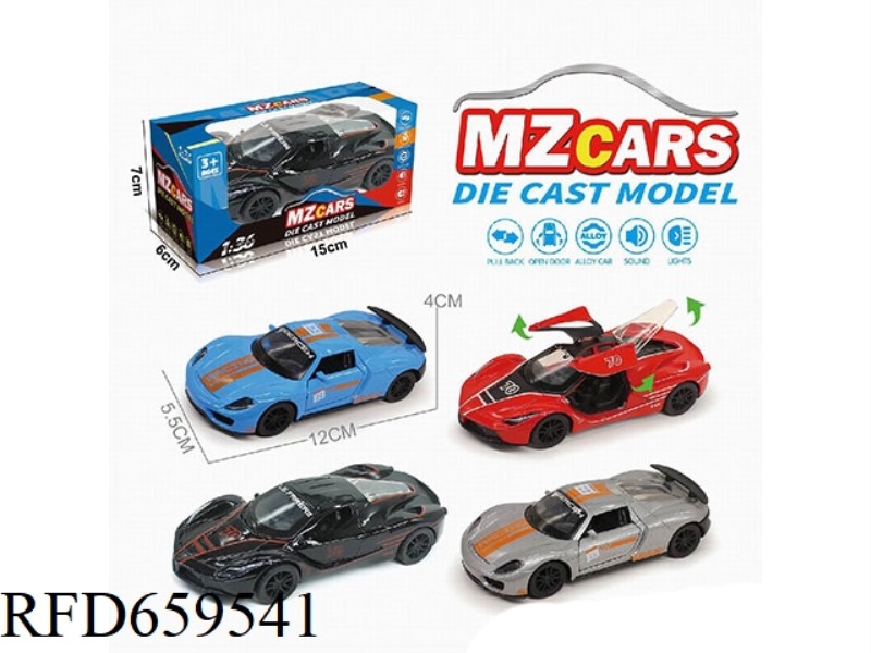 1:36 ALLOY MODEL 3 OPEN DOOR PULL-BACK SPORTS CAR (SOUND & LIGHT VERSION)