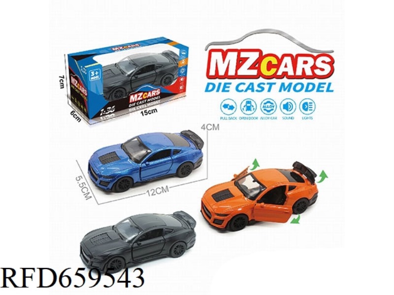 1:36 ALLOY MODEL 3 OPEN DOOR PULL-BACK SPORTS CAR (SOUND & LIGHT VERSION)