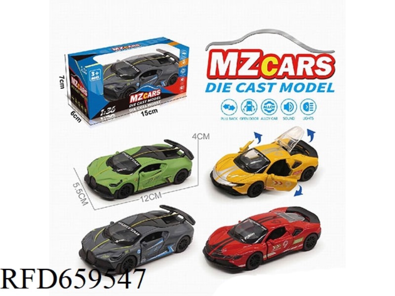 1:36 ALLOY MODEL 3 OPEN DOOR PULL-BACK SPORTS CAR (SOUND & LIGHT VERSION)