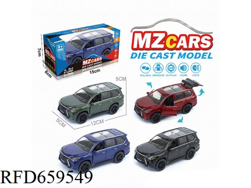 1:36 ALLOY MODEL 3 OPEN DOOR PULL-BACK OFF-ROAD VEHICLE (SOUND & LIGHT VERSION)
