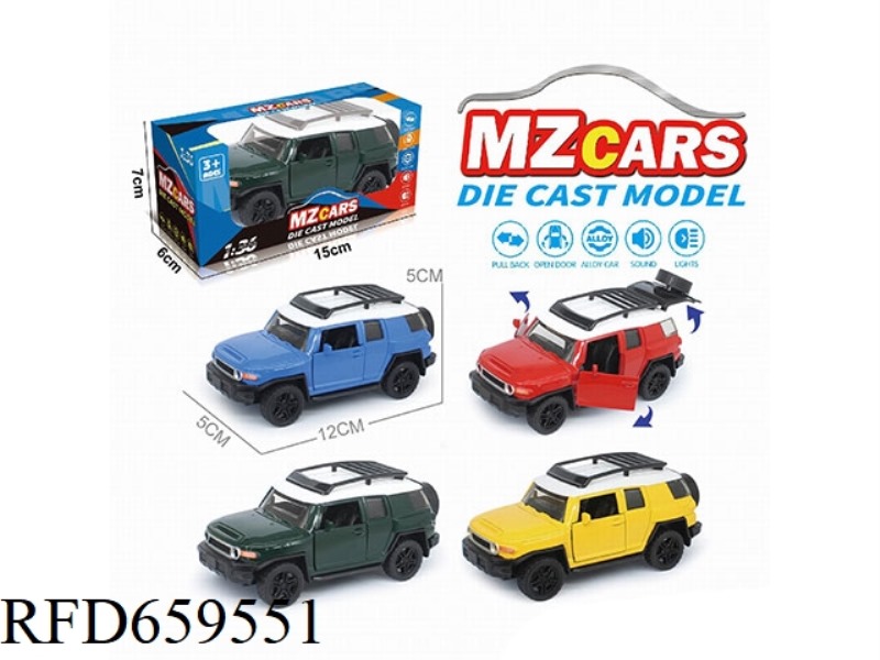 1:36 ALLOY MODEL 3 OPEN DOOR PULL-BACK OFF-ROAD VEHICLE (SOUND & LIGHT VERSION)